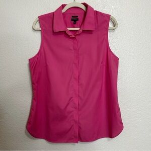 Talbots Wrinkle Resistant Pink Button Down Women's Polo Shirt, Size 12